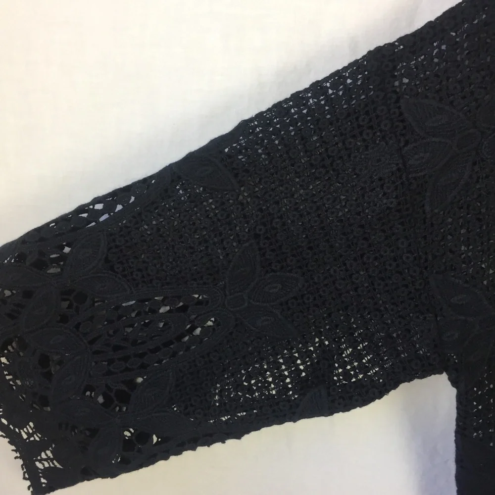 Soft Surroundings Black crocheted long cardigan